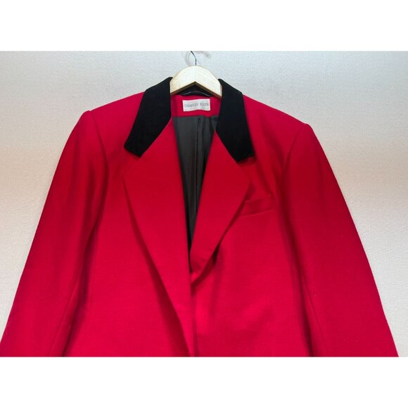 Charles Klein Women's Old Money Blazer Size 10 Red Black Velvet Collar - Picture 5 of 12